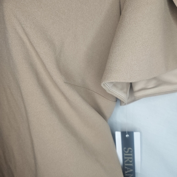 RACHEL Rachel Roy Sandlewood Flutter Sleeve Midi Dress PTP 21" NWT Nude Neutral - Picture 4 of 10